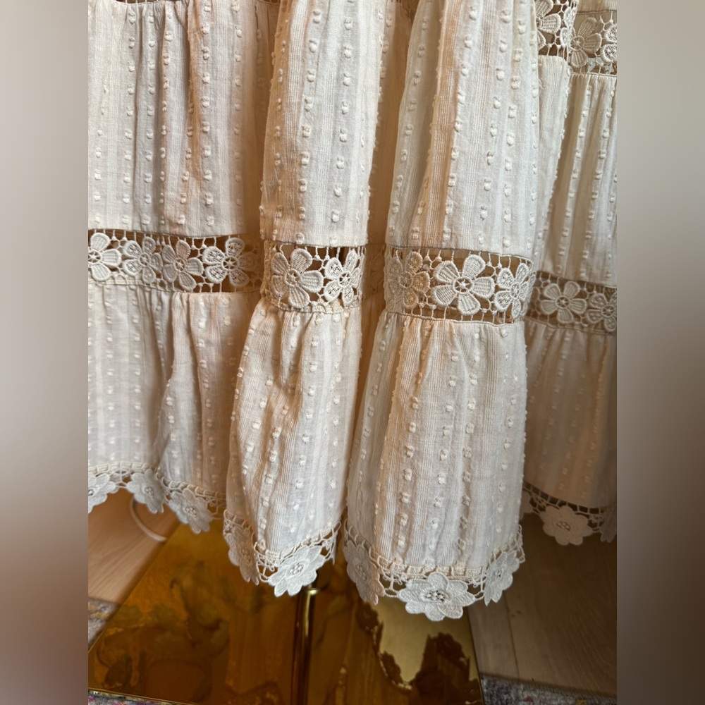 By Together Cream Crochet Floral Lace Trimmed Maxi Dress- Small NWOT - Picture 5 of 5